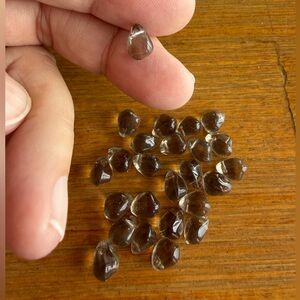 25 Smokey Grey Teardrop Pressed Glass Beads 9x5mm for Jewelry Craft Making